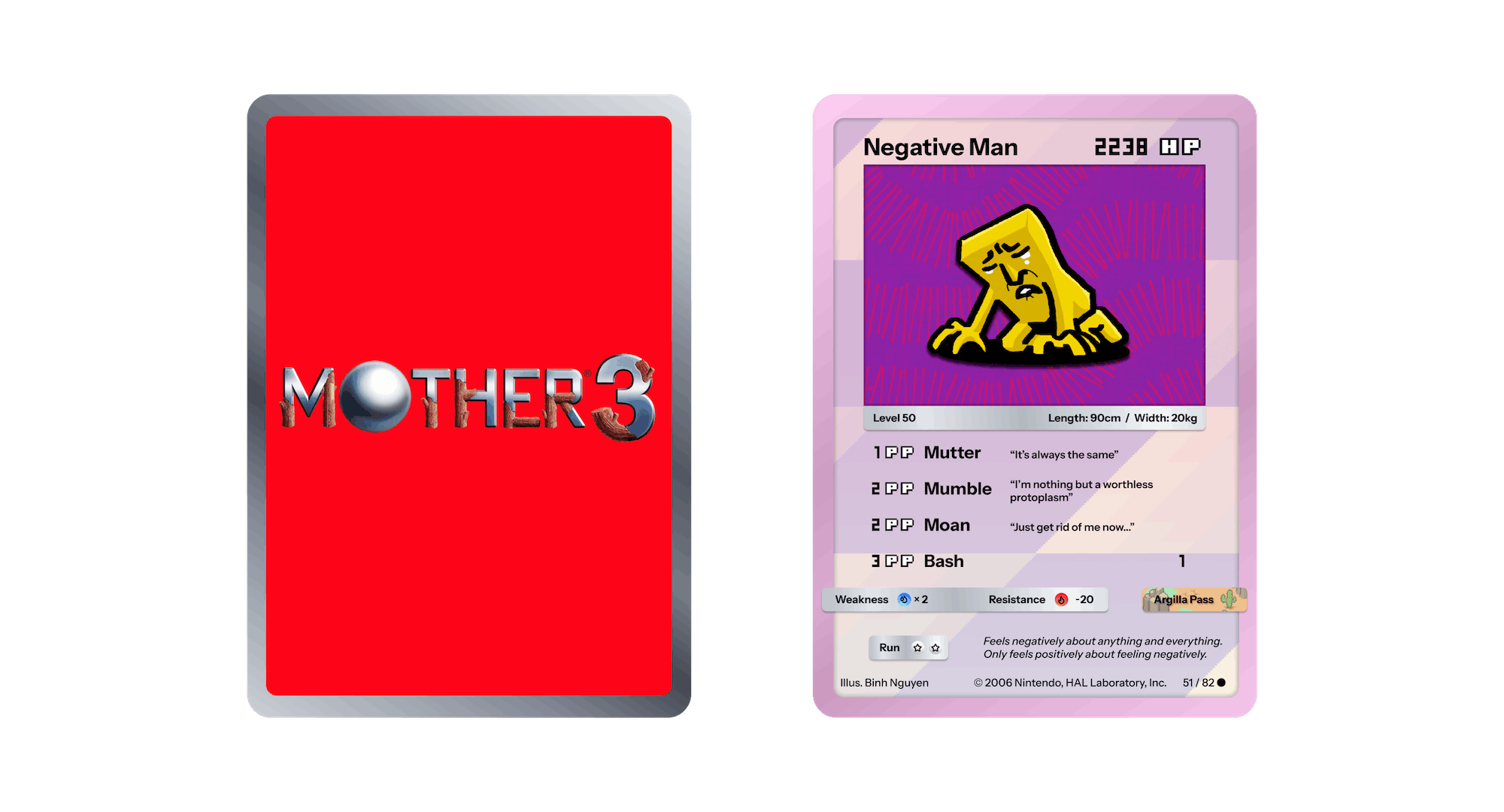 A fake Negative Man Mother 3 trading card